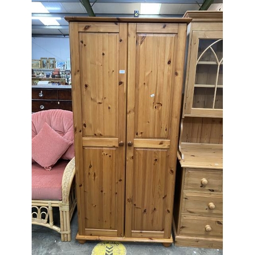 126 - Pine 2 door wardrobe 186H 87W 57D