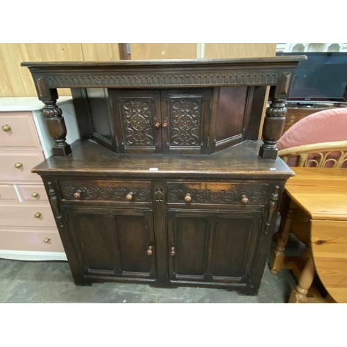 131 - Carved oak Court cupboard 132H 123W 50D