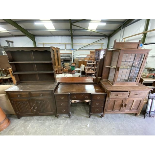 138 - Arts & Crafts oak dresser 200H 102W 50D, oak dresser 178H 107W 43D etc (some items as found)