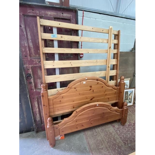 156 - Pine double bed frame with side rails and lats