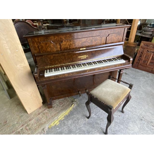 170 - Mahogany framed 'Chappell, London' piano 120H 145W 60D and stool 59H 55W 34D (Please arrange your ow... 