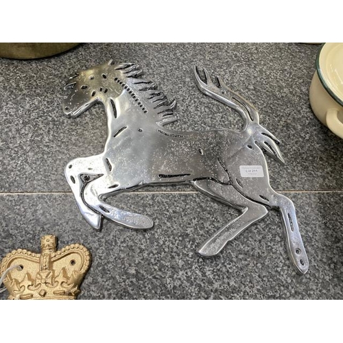 211 - Aluminium prancing horse sign