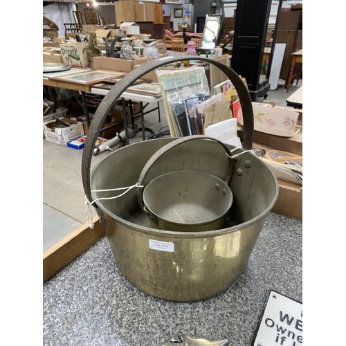 213 - 2 brass jam pans