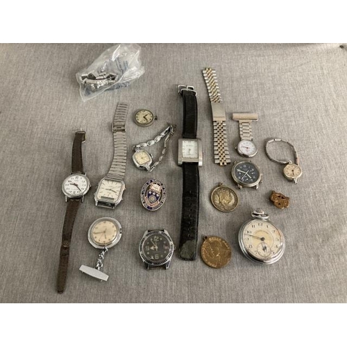 269 - Tray of wristwatches including Timex, Ingersoll, Rotary, Ben Sherman (all as found) pocket watch etc