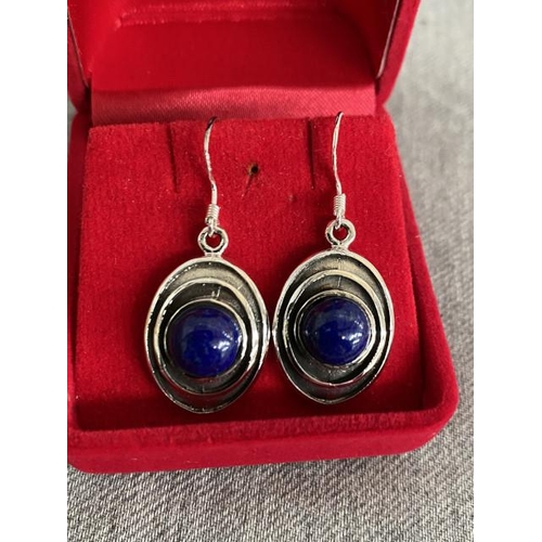 282 - Pair of silver & blue Lapis earrings