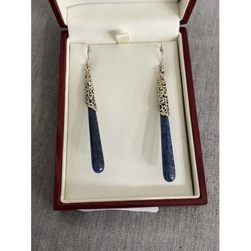 298 - 925 silver Lapiz Lazuli drop earrings