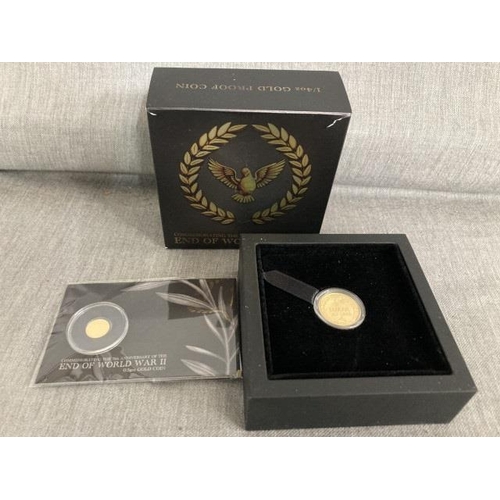 305 - “The Perth Mint” 75th Anniversary End Of World War II Quarter Ounce Gold Proof Coin 
Denomination: 2... 