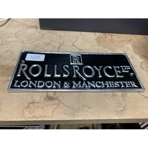 Rolls Royce aluminium plaque