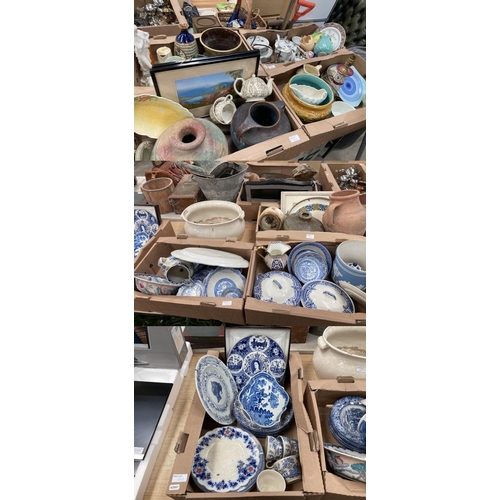 469 - Quantity of assorted collectables including Carltonware, Falcon ware, studio pottery, 3 boxes of blu... 