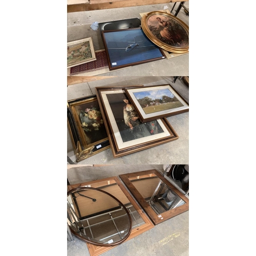 475 - Assorted framed mirrors and pictures including oleographs etc