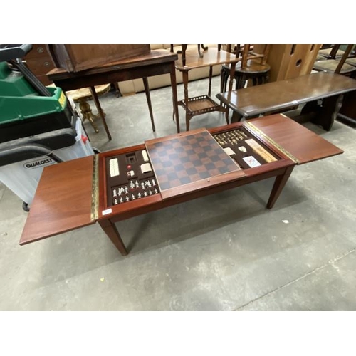 63 - Mid century 'Stateroom Furniture Ltd' compendium games table 42H 101W 50D