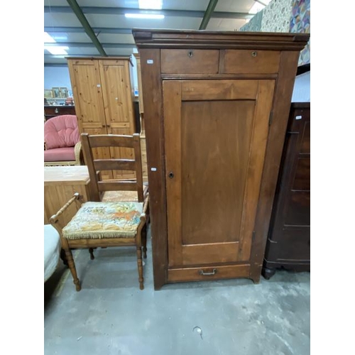 67 - Victorian pine cupboard with shelves to the interior 155H 82W 37D and a Victorian mahogany piano sto... 