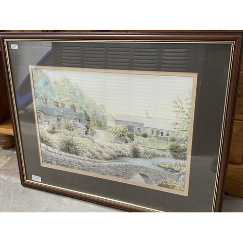 73 - Framed signed Richard Gawthorpe watercolour of Baslow, Derbyshire 71 x 55cm