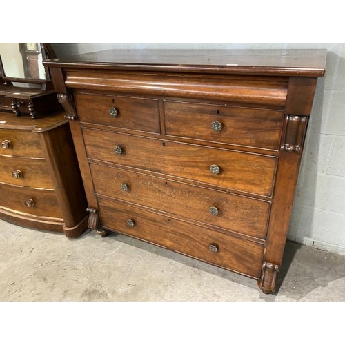 80 - Victorian mahogany 6 drawer chest 118H 123W 54D