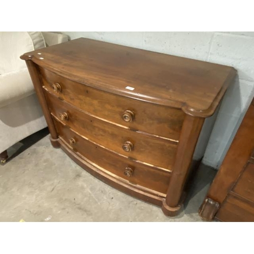 89 - Victorian mahogany 3 drawer chest 83H 125W 61D