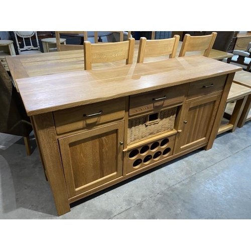 96 - Barker & Stonehouse oak sideboard with wine rack 88H 170W 50D