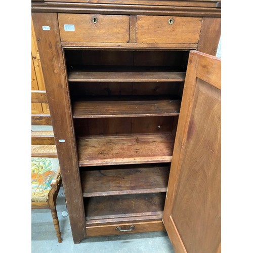 67 - Victorian pine cupboard with shelves to the interior 155H 82W 37D and a Victorian mahogany piano sto... 