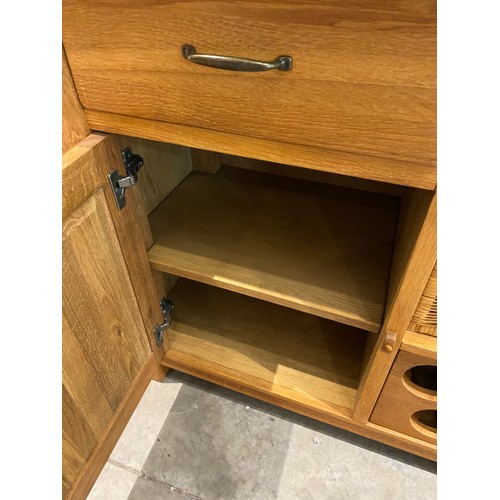 96 - Barker & Stonehouse oak sideboard with wine rack 88H 170W 50D