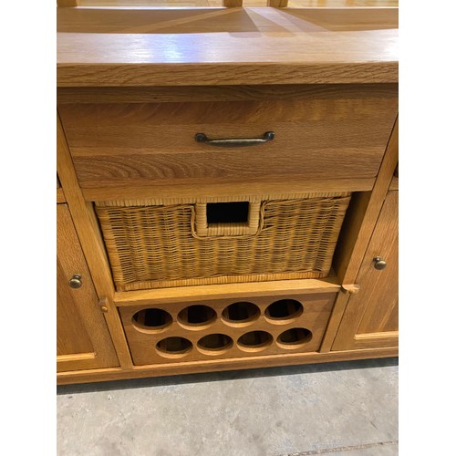 96 - Barker & Stonehouse oak sideboard with wine rack 88H 170W 50D