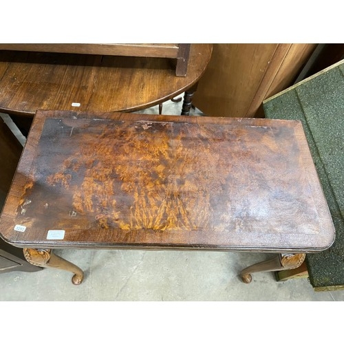 111 - Victorian walnut fold over games table 74H 84W 42D (top will require re polishing)