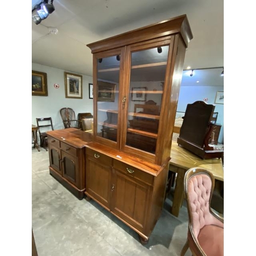 105 - Victorian mahogany bookcase on cupboard 215H 107W 46D