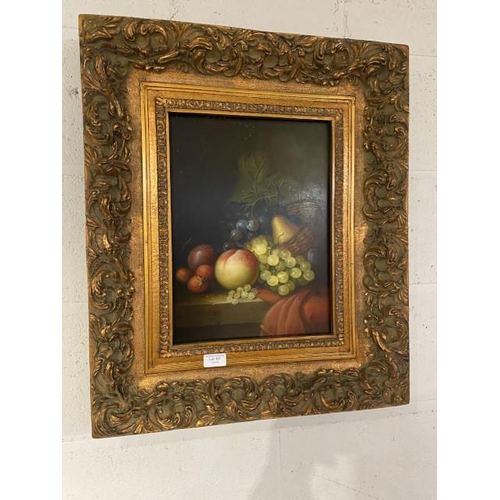 107 - Gilt framed I Collins still life oleograph 55 x 65cm