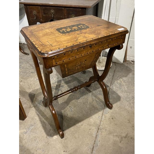 109 - Victorian walnut sewing table 70H 53W 41D