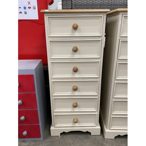 134 - Painted pine 6 drawer chest 122H 53W 46D