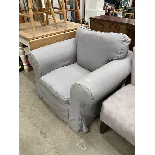 142 - Grey linen armchair 100W