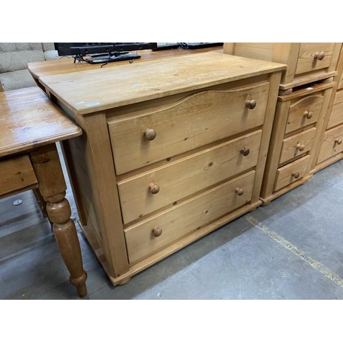 153 - Pine 3 drawer chest 79H 92W 48D