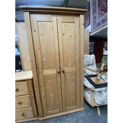 156 - Pine 2 door wardrobe 186H 96W 59D