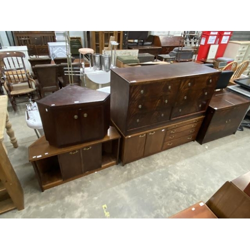 165 - Mahogany 6 drawer chest 71H 140W 53D, teak 4 drawer/2 door chest 54H 142W 53D, mahogany 2 door cupbo... 