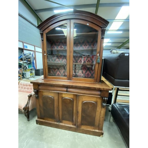 176 - Victorian mahogany bookcase on cupboard 210H 137W 47D