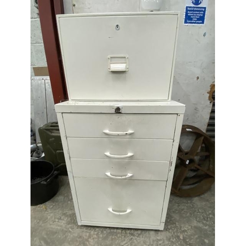 203 - Metal filing drawer 31H 44W 40D and a metal 4 drawer filing cabinet 71H 47W 47D