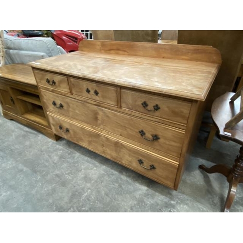 209 - Victorian pine 5 drawer chest 89H 122W 56D