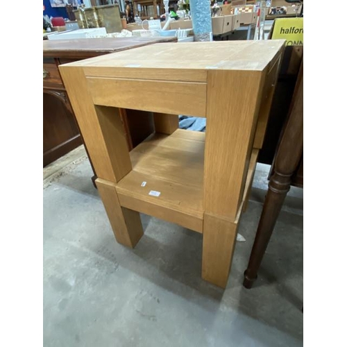 239 - 2 oak side tables 40H 55W 55D etc