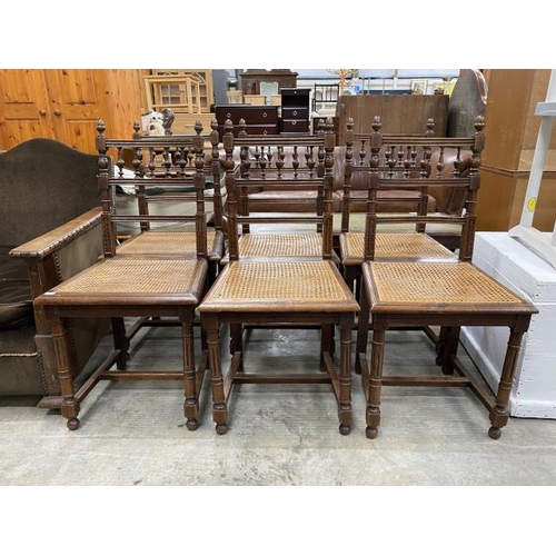 251 - 6 oak cane seated dining chairs 45W