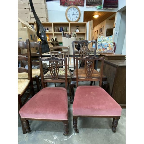 257 - Pair of Victorian bedroom chairs and 2 others