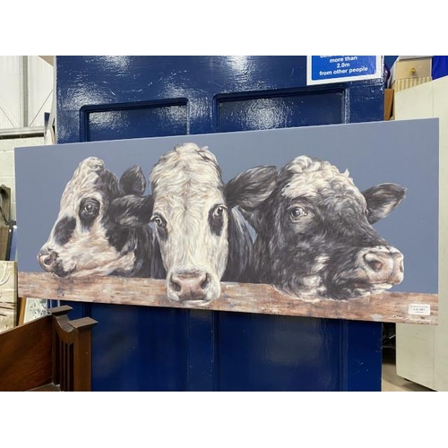 261 - Dina Perejogina 'Friesian Cross Devon Cows' canvas print 100x40cm