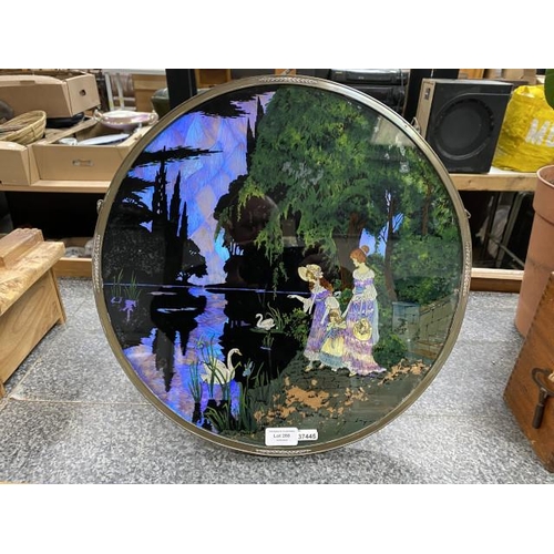 288 - Art Deco butterfly wing picture, unsigned (Showing age related wear & tear, 44.5cm diameter)