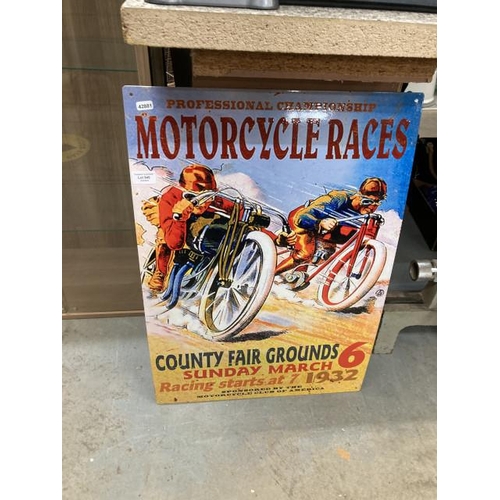 549 - Metal Motorcycle Races sign 70x50cm