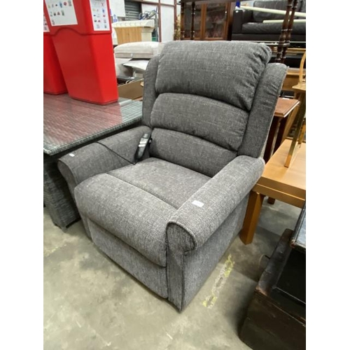 64 - Good quality electric rise and recline armchair in grey chenille