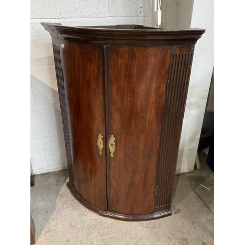 74 - George III bow front corner cabinet 97H 70W 48D