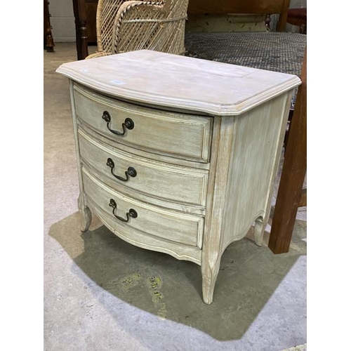 91 - Cream French 3 drawer chest 54H 55W 41D