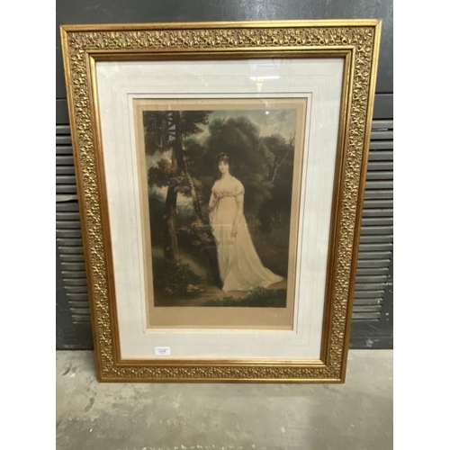 96 - Gilt framed pencil signed coloured etching of Lady Georgiana Gordon, Duchess of Bedford 63 x 82cm