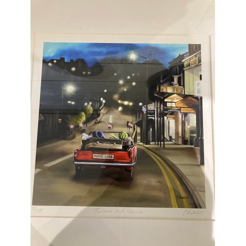 117 - Black framed Limited Edition pencil signed Claire Baxter print 'Thelma and Louise' 7/195 58 x 58cm