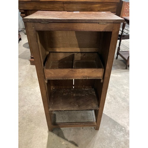 87 - Early Robert 'Mouseman' Thompson (1876-1955), carved oak sewing cupboard with one drawer, 2 doors an... 