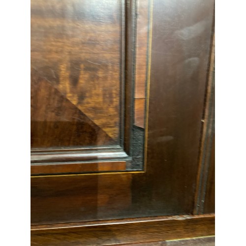 123 - Victorian mahogany inlaid wardrobe 218H 201W 62D & a Victorian mahogany dressing chest 162H 107W 53D