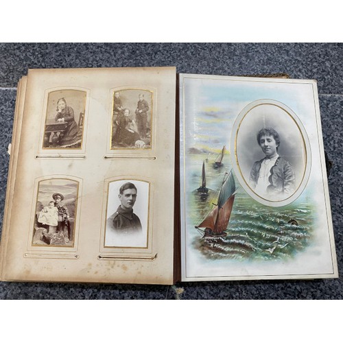 267 - Two Victorian photograph albums (One missing clasp) as found