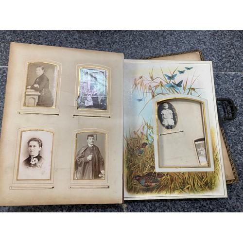 267 - Two Victorian photograph albums (One missing clasp) as found